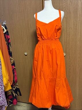 City Chic Vibrant Orange Smocked-Waist Maxi Dress